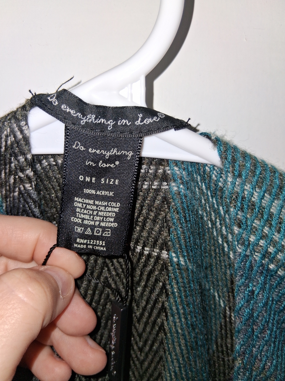 Do Everything In Love Teal & Gray Open Front Women's Cardigan